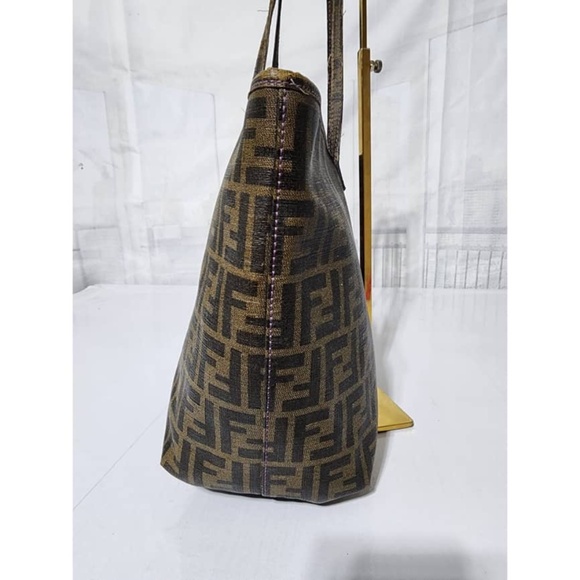 Authentic FENDI Zucca Spalmati Medium Roll Tote Bag Tobacco Brown - Picture 7 of 16